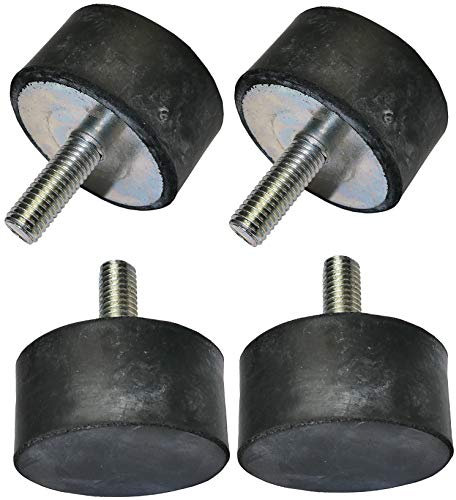 AERZETIX - C47683 - Lot de 4 pièce - Pieds Patins Ronds Anti-Vibrations Isolation - Filetage M8 - Ø40mm H: 20mm - Dureté Shore 55 ±5 - en Caoutchouc et Acier - Charge 1235 N 125.9kg x4