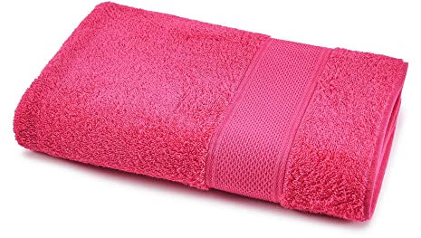 Bassetti - Telo Doccia grande 100x150 | Telo Bagno Grande in Spugna di Cotone 430 gr/m² | Morbido Asciugamano Doccia Tinta Unita - Fucsia K1