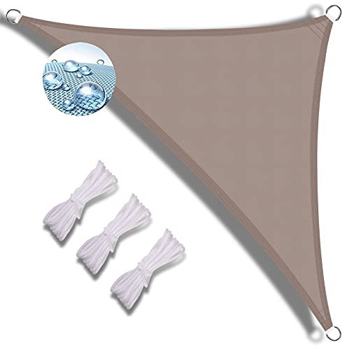 vele ombreggianti impermeabili triangolare 4x4x5.7 riso telo da sole campeggio tenda per esterno tenda da sole esterno balcone tendalino protezione solare adatto per esterni-Cachi