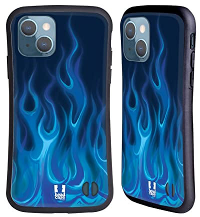 Head Case Designs Blau Feuer Hot Rod Flamme Hybride Handyhülle Hülle Huelle kompatibel mit Apple iPhone 13