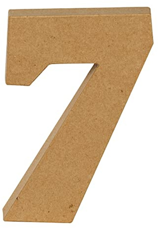 Décopatch AC891C - Ziffer 7 aus Pappmaché, 20 cm, für Wohndeko, einfach zum Verzieren, Kartonbraun, 1 Stück