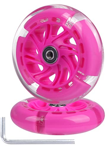Gladeer Roues avant de rechange clignotantes de 120 mm avec roulements pour trottinettes à 3 roues Micro enfants (rose)