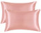 EHEYCIGA Satin Pillow Cases 2 Pack Coral Pink, Silky Pillowcases for hair and skin with Envelope Closure, Standard Size, 50x75 cm