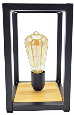 Tecnokit Lampada da Tavolo Metal Evolution in Acciaio e Legno, colore nero, Design Moderno misure cm15x15x25, Ideale per Illuminare con Stile