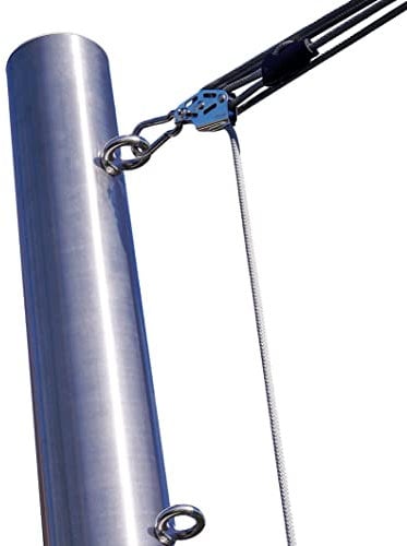Pina DESIGN seit 1979 - Sonnensegelpfosten aus V2A Edelstahl mit 3-Punkt Höhenverstellung inkl. 4-Fach Flaschenzug-Set + 0,75m Bodenhülse | Befestigung für sehr große Segel (4m, Mit Bodenhülse)