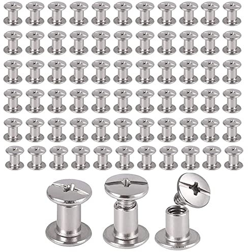 Dfuqanb 50 Pieza Tornillos Chicago, Tornillos Cinturón Remaches, Tornillos De Chicago, Juegos de tornillos de encuadernación, Remache de 5 mm,Perfecto para encuadernar jeans, libros, álbumes de fotos