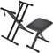 tipatyard Keyboard Stands and Bench Set,Double-X Keyboard Stand Adjustable & Portable Digital Piano Stand with Locking Straps