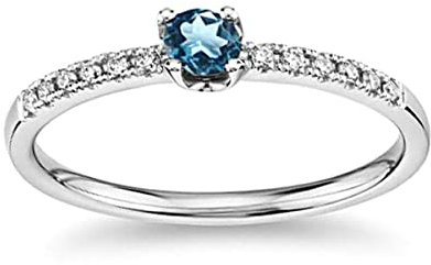 Created Gems Runder Facettierter Blauer Topas Cz Ring - 0,925 Sterling Silber Ring Himmelblauer Blauer Topas Cz Edelsteinringe - handgemachter Schmuck Weihnachten für Mama
