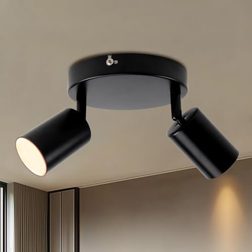da LIGHT Deckenstrahler 2 Flammig, Schwenkbar Deckenspot Wandspot 15CM, Deckenleuchte Schwarz GU10 (ohne Leuchenmittel) Spotlight Lampe Modern 230V Für Wohnzimmer Schlafzimmer Küchen