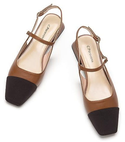 C.Paravano Damen Slingback Schuhe Flache Schuhe für Damen Sandalen Elegant & Komfortabel Ideal für Reisen, Einkaufen und Party(BROWN,38)