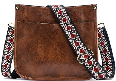 ZOUIQSS Femmes Sacs à Bandoulière en Cuir Sac à Dos Dame Hobo Sac à Main Poches Zippées Sac Avec Sangle Réglable(Marron foncé-(5CM) Couleur56)