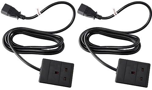 Pro Power PEL01255 IEC C14 Plug to 13A UK Socket Power Lead, 2 m, Black (Pack of 2)