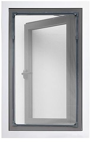 Magnetisches Fliegengitter, verstellbares feines Insektenschutznetz für Insekten/Fliegen/Mücken/Schädlinge, graue Rahmen, 0,8 x 1,2 m