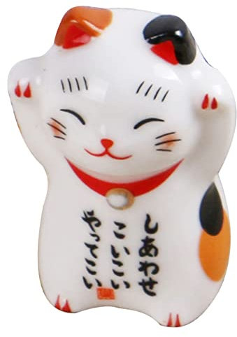 HERCHR 5 Pièces Mignon en Céramique Chat Baguettes Repos, Chat Chanceux Porte-Baguettes Style Japonais Dîner Cuillère Support Fourchette Support pour la Décoration de la Maison