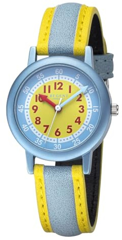 REGENT Kinderuhr Lernuhr Blau-Gelb-Rot Aluminium ⌀30mm F-1473