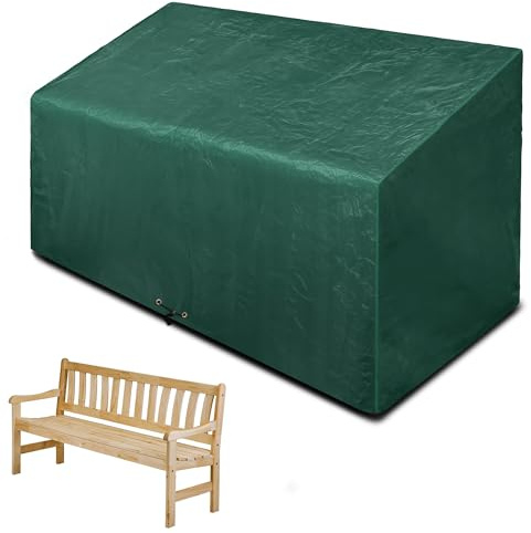 Funshot Garden Bench Covers Waterproof, Outdoor Patio Bench Cover 2 Seater, Garden seat Cover, Bench Covers with Drawstring, Anti-UV Wind Waterproof (Green-pe, 163 x 66 x 63/89cm)