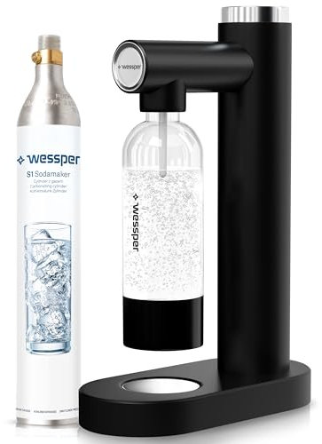 Wessper gasatore acqua frizzante e bottiglia da 800ml, Acqua Gassata Macchina Per Acqua Frizzante Automatico Gassificatore | Bottiglie PET Da 800ml Ognuna, Senza BPA & Bombole CO2 Cilindro da 60L