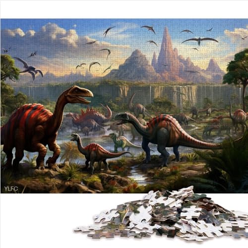 AITEXI 1000 Teile Puzzle Dinosaurierwelt: Kartonpuzzle für Erwachsene und Kinder, Nachhaltiges Puzzle, Schwierige Puzzles, 26 x 38 cm