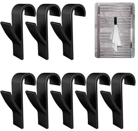 Ganchos para Radiador 8 Piezas Ganchos Toalleros Radiador Colgador Toalla Baño Colgadores Baño Toalleros Baño Radiador Toallero Ganchos Plástico ABS Para Todos los Radiadores Estándar (Negro)
