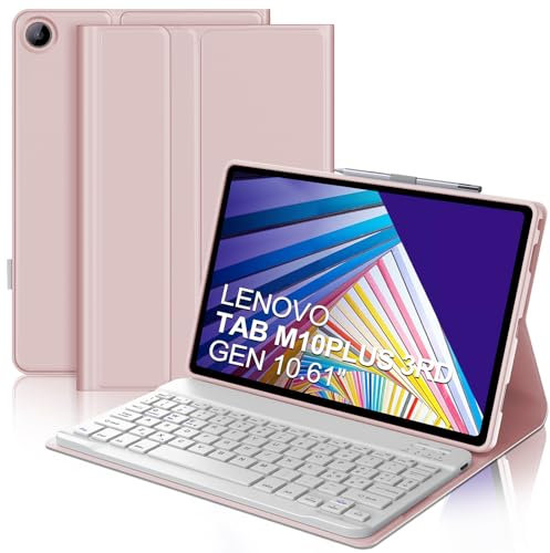 WINCHKING Clavier pour Lenovo Tab M10 Plus (3rd Gen), étui pour Lenovo Tab M10plus 10.61 TB-125FU/TB-128FU/TB-128XU, disposition italienne, clavier slim Bluetooth amovible magnétique, rose clair