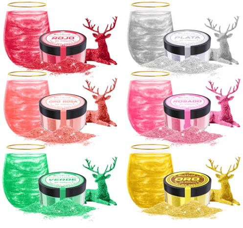 Purpurina Comestible - Kicofood Kit de 6 Colores para Postres, Colorante Alimentario Reposteria para Tartas, Oro Comestible Polvo para Fondant Colores, Donuts, Piruletas, Helados (5g C/U)