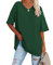 Famulily Women's Basic Tee Tops Soft Cotton V Neck Half Sleeve Baseball T Shirt Tunic Tops (XL, Green)