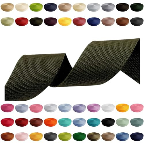 Gurtband 2m 5m 10m 50m, 50 Farben, Breite 10mm 15mm 20mm 25mm 30mm 40mm 50 mm Taschengurt Polypropylen Ideal für DIY-Projekte, Handarbeiten & Outdoor (305) Hellkhaki, 30mm x 5m