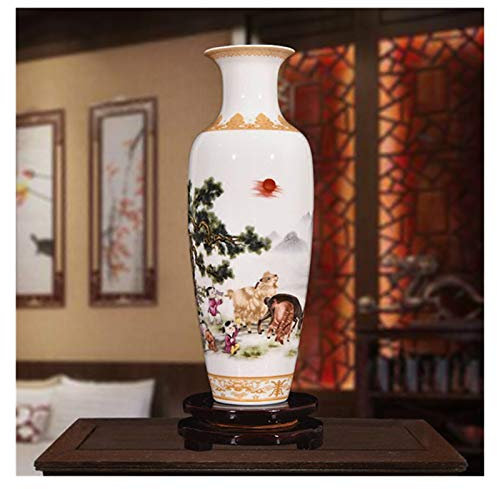 Blumenvase Neue chinesische Stil Klassische porzellanvase Dekoration jingdezhen handgemachte high weiße lehm keramische vasen for Blumen Blumenvasen Vases (Color : B)