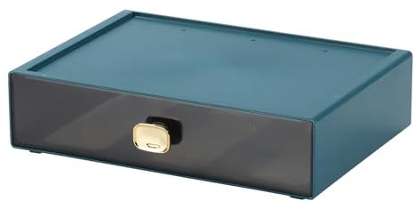 Spacious Desk Drawers, Stackable Desktop Organizer, Plastic Storage Box for Office, School & Home Supplies (1 Large Drawer, Blue)