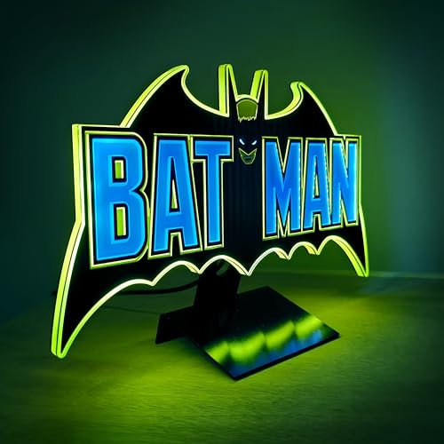 Brandlite Lampe de table Batman DC Comics Justice League avec halo luminescent, montable sur 3D, applique murale vintage avec variateur d'intensité (classique), BL01DC0204