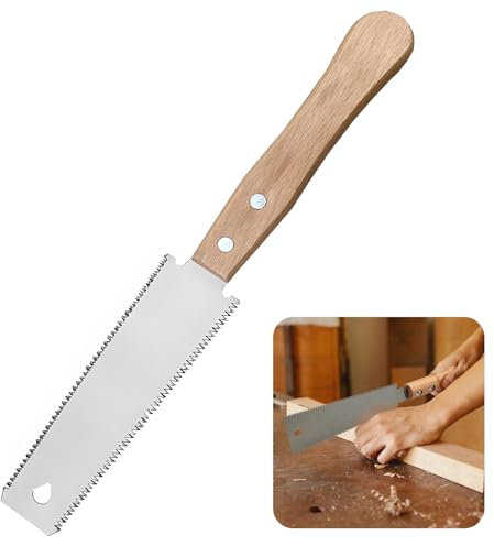 Japanese Saw,Japanese Pull Saw,Japanese Hand Saw for Fine Cutting Wood,Double Edge Wood Cutting Saw,Wooden Handle Fine Tooth Pull Saw for GardenTrimming Pruning Woodworking Tool