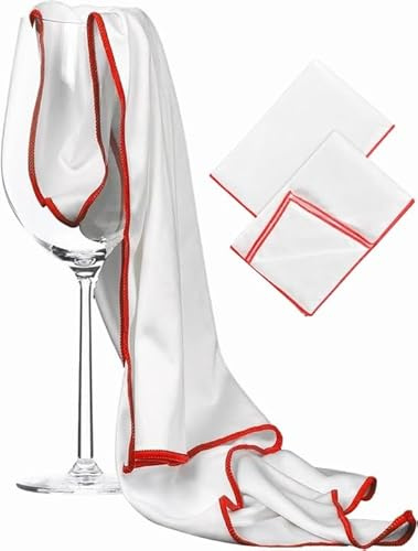 2 Stück Microfaser Glaspoliertuch 45x60cm Fusselfrei Weingläser Reinigen | polieren, premium qualität, dicht gewebt, ränder vernäht, maschinenwaschbar, streifenfrei glanz, besteck spiegel