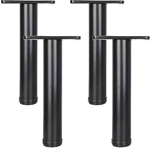 4 Pièces Pied Table Haute Reglable Pied de Meuble Noir Pied Ronds pour Meuble Commode Pied Table Console Aluminum Alloy Support Pieds (Hauteur Réglables + 3cm) Pieds de Table Basse (100cm,Noir)