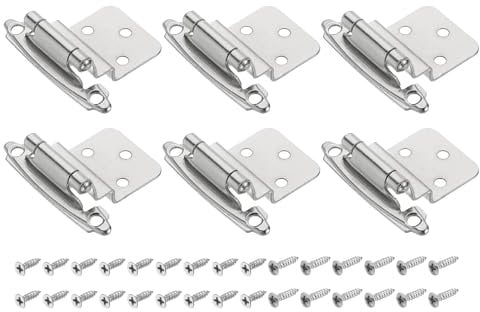 sourcing map 3/8 Cabinet Kitchen Inset Hinges, 6Pcs Self Closing Cupboard Hinges for Face Frame Kitchen Cabinet Door with Screws, Silver