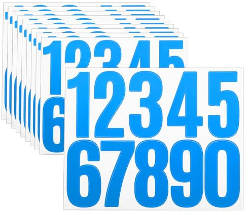 sourcing map 10 Sheets Vinyl House Numbers, 3 Inch Waterproof Self-Adhesive Number Stickers for Mailbox, Sign, Window, Door, Address Number, Blue