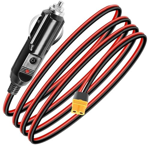 12/24V Zigarettenanzünder zu XT60 Kabel: 16AWG 5FT XT60 Autoladegerät Stecker für Autos LKWs RV zu Powerstation Solar Generator