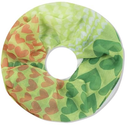 irisaa Damen Schal, Loop Schlauchschal leichter mit Herz Muster, Halstuch Rundschal Loopschal für Frühling Herbst Ganzjährig, Schals Farbe 2019:Grün