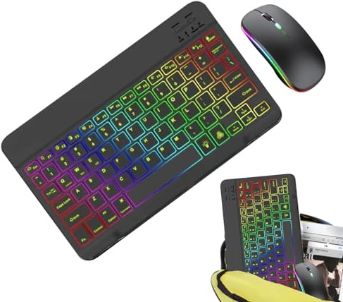 Backlit Wireless Mouse & Wireless Keyboard - Illuminated Wireless Keyboard Keys - 2 | Keyboard & with Lighting Mode and 7 Colors, Portable Wireless Keyboard & Key Set