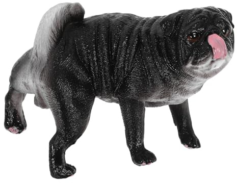 Supvox Kleines Pug Hundemodell aus Kunststoff Realistische Hundestatue Detailreiche Welpenfigur Platzsparendes Hunde Ornament für Schreibtisch und Wohnraum Geschenkidee für Tierliebhaber