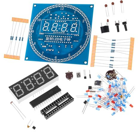 MAGICLULU DIY Elektronische Uhr Bausatz Mit Rotation Led Chip Digitalanzeige Für Schlafzimmer Löt Elektronik Lernkit Einfacher Zusammenbau Für Heimwerker Und Elektronik Anfänger
