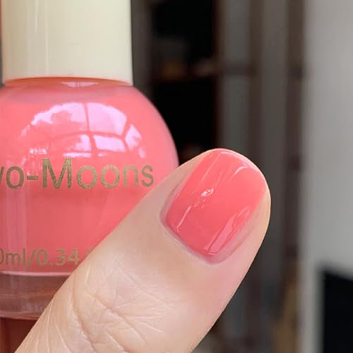 Bright Pink Nail Polish - 10ml Pink Nail Varnish - Quick Dry Coral Nail Polish No Need UV Led Lamp - Long Lasting Chip Resistant Coral Nail Varnish - Peach nail polish For Nail Art Manicure Home DIY