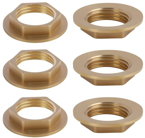 6 tuercas de bloqueo hexagonales de latón, rosca interior, tuercas de brida G1/2 pulgadas, tuerca de brida de 1/2 pulgadas para grifo, lavabo, tuerca de brida, accesorios de plomería