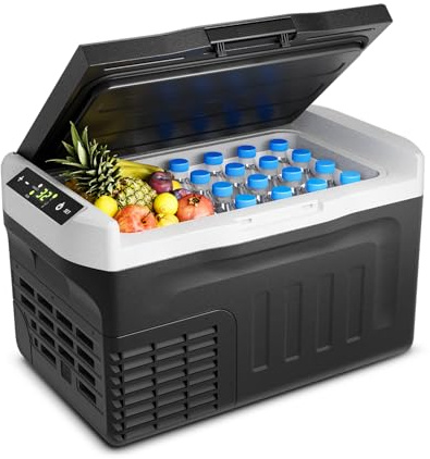 Feelfunn - Tragbarer 12-Volt-KFZ-Kühlschrank, 22 Viertel (21 Liter), 12/24 V DC und 110-240 V AC, tragbare Gefriertruhe, schnelle Kühlung für Camping, Reisen