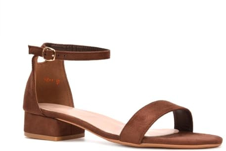 Women's Low Heel Flat Sandals Ladies Ankle Strap Block Chunky Heel Comfy Open Toe Shoes Size 3-8