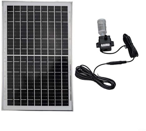 ComfyHarbor Solar Powered Aquarium Pump System 12V, with Adjustable Panel Mount, Deep Well Submersible Pump, for Fish Pond Tank 240L/H Silent