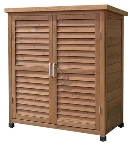 Waterproof Garden Storage Cabinet, Outdoor Tool Box & Shoe Rack for Patio, Balcony, Durable Wooden Shed for nizing Garden Tools and Footwear