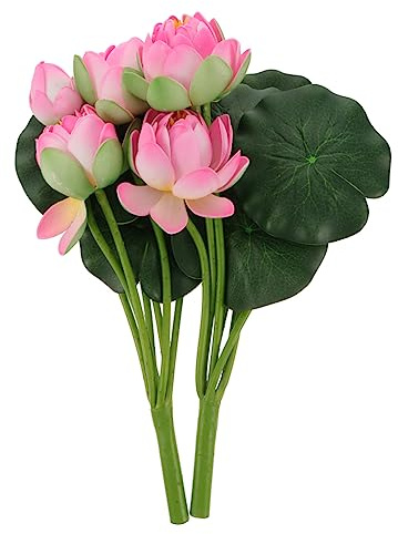 Künstliche Lotusblumen 2 Stück aus EVA, Rosa, für Wohn und Hochzeitsdeko | Blumendekoration für Fensterbank, Büro, Tischblumen Deko, Foto Requisiten, Kunstlotusblüte