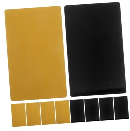 DEARMAMY 10 Stück Blanko Aluminium Visitenkarten Rohlinge zum Gravieren Dünne Metallkarten in Schwarz und Gelb Lasergravurfähig Vielseitig Beschriftbar für Individuelle Namensschilder und