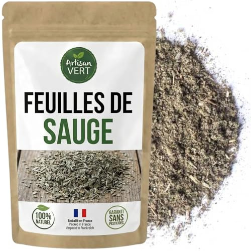 Feuilles de Sauge Séchées –100g- Sauge officinale, Herbe Aromatique Intense et Boisée – Saveur Méditerranéenne Authentique – Idéales Infusions, Sauces, Viandes & Cuisine du Quotidien