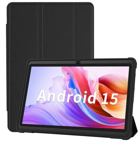 PRITOM Tablet Android 7 Pollici 15.8GB RAM 32GB (Espandibile 1TB) 3500mAh Tablet PC Bluetooth Doppia Fotocamera WiFi Portatile con Custodia Rosa